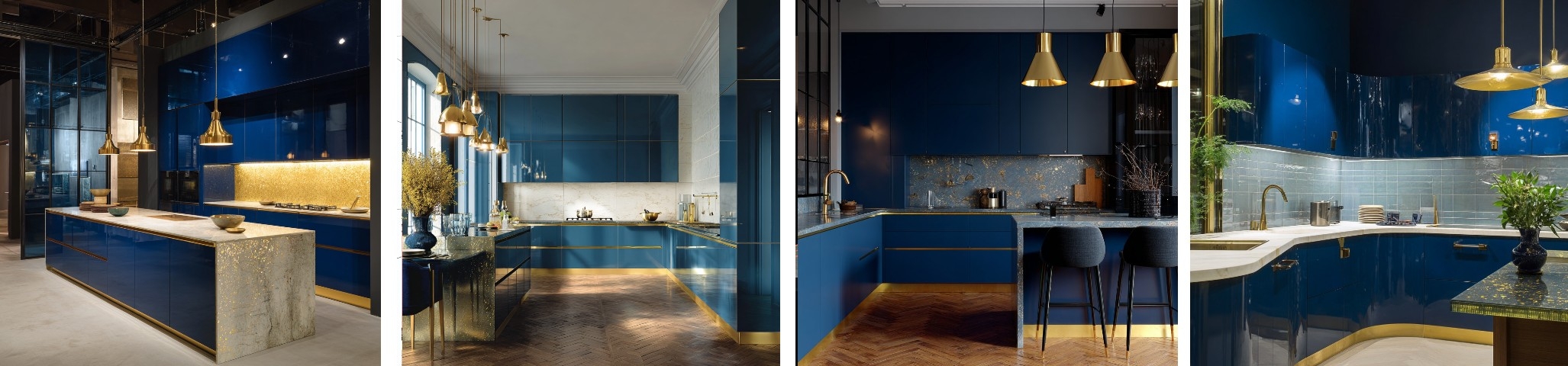 Кухни Антарес: Глубокий синий + Тёплое золото: Роскошь контрастов