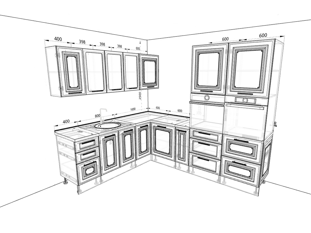 чертеж кухни в классическом стиле