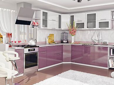 Кухня София длина 2,7 м розового цвета