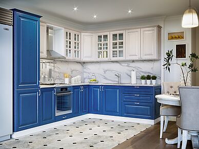 Кухня Квадро 2,4 метра  голубого цвета