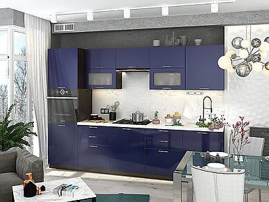 Кухня Валерия-М 3,0 метра  голубого цвета
